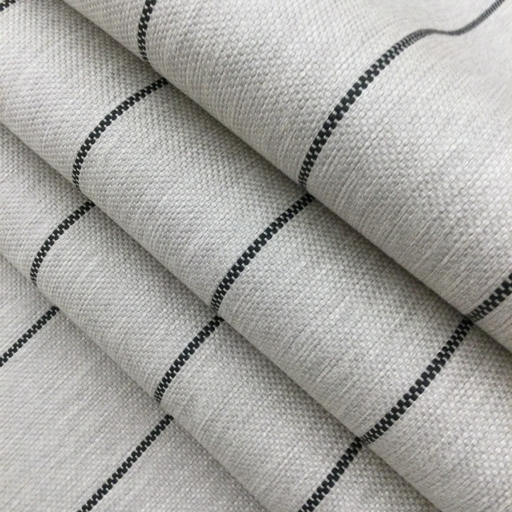 Thin Striped Fabric in Silver Grey and Charcoal | Upholstery / Slipcovers / Drapery | 54" Wide | By the Yard | Capone in Grey