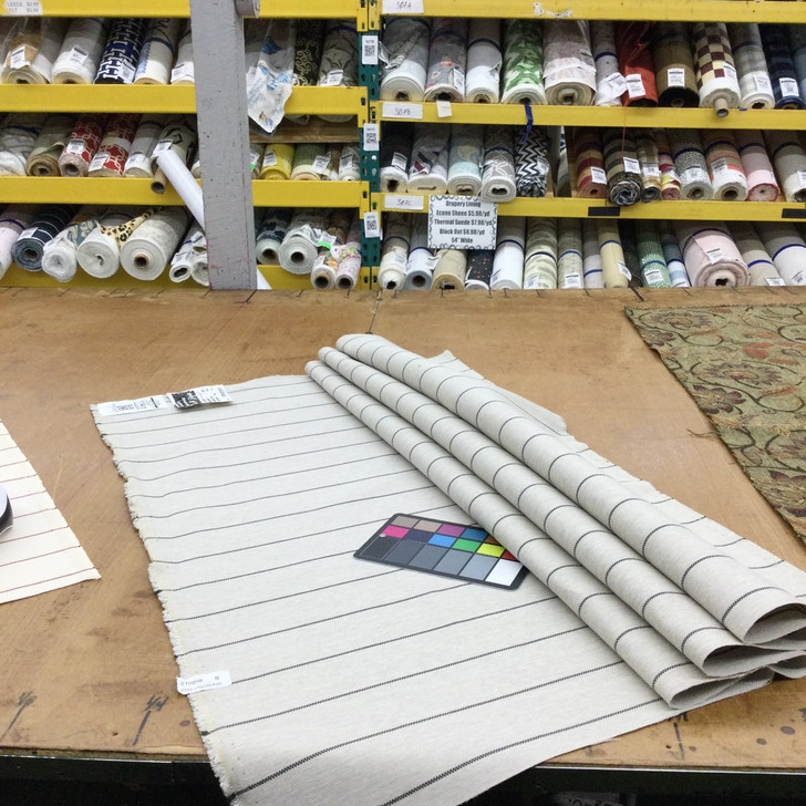 Thin Striped Fabric in Silver Grey and Charcoal | Upholstery / Slipcovers / Drapery | 54" Wide | By the Yard | Capone in Grey