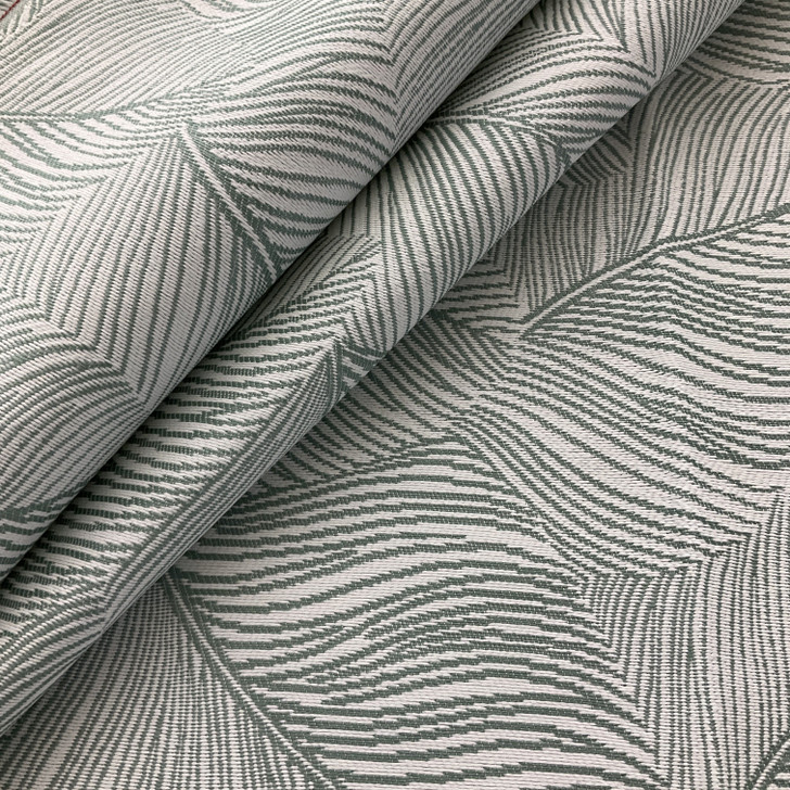 Richloom Fortress Clear Flutter in Pool | Upholstery Fabric | Leaf Design in Teal Green and White | Heavyweight | 54" Wide | By the Yard