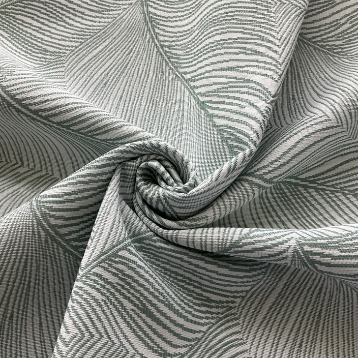 Richloom Fortress Clear Flutter in Pool | Upholstery Fabric | Leaf Design in Teal Green and White | Heavyweight | 54" Wide | By the Yard