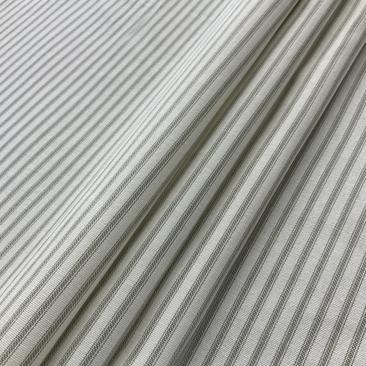 Vertical Ticking Stripe Cotton Duck Ivory and Grey | Medium Weight Duck Fabric | Home Decor Fabric | 54" Wide