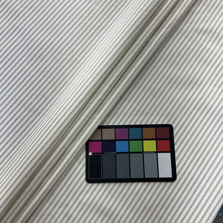 Vertical Ticking Stripe Cotton Duck Ivory and Grey | Medium Weight Duck Fabric | Home Decor Fabric | 54" Wide