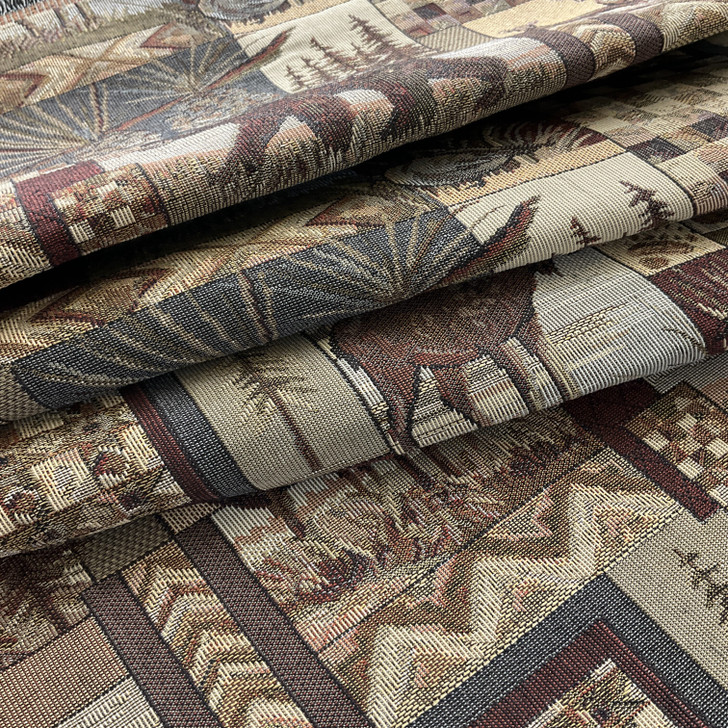 Peters Cabin Patch Jacquard Denim | Medium/Heavyweight Jacquard Fabric | Home Decor Fabric | 54" Wide