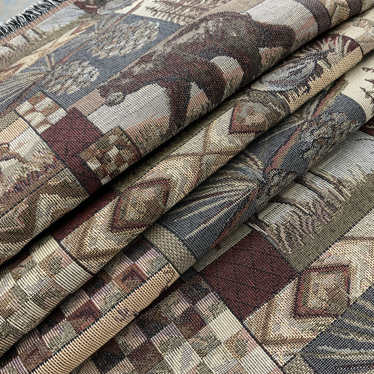 Peters Cabin Patch Jacquard Denim | Medium/Heavyweight Jacquard Fabric | Home Decor Fabric | 54" Wide