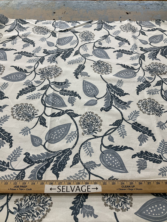 Laura & Kiran Palampore Print Duck Indigo | Medium Weight Duck Fabric | Home Decor Fabric | 56" Wide