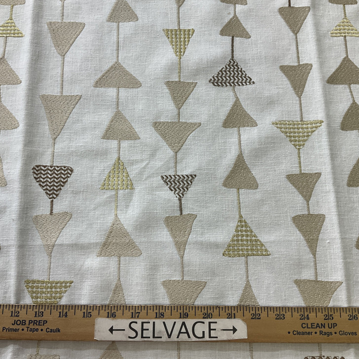 Covington Argento Embroidered Natural | Medium/Heavyweight Woven Fabric | Home Decor Fabric | 51" Wide