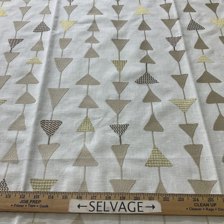 Covington Argento Embroidered Natural | Medium/Heavyweight Woven Fabric | Home Decor Fabric | 51" Wide