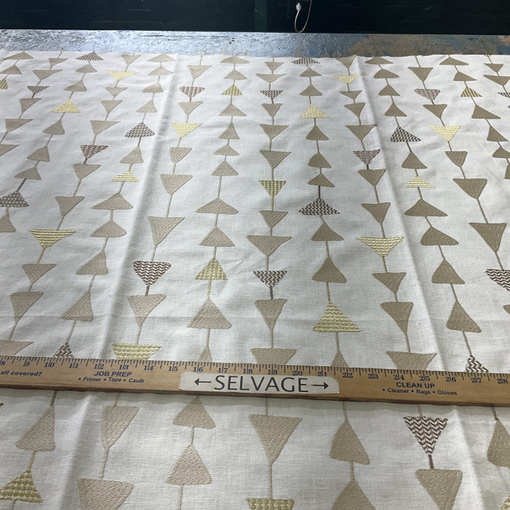 Covington Argento Embroidered Natural | Medium/Heavyweight Woven Fabric | Home Decor Fabric | 51" Wide