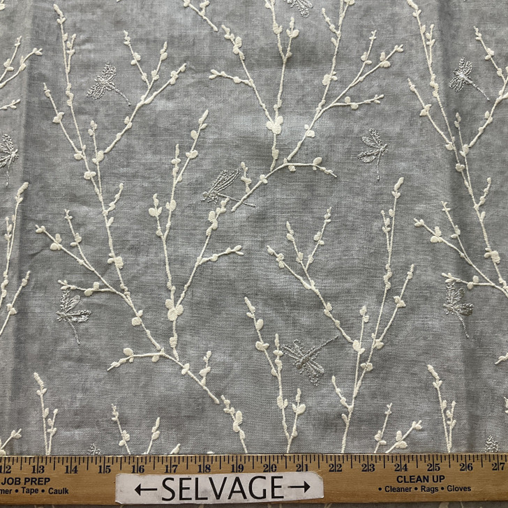 Swavelle High Flyer Embroidered Duck Chrome | Medium Weight Duck Fabric | Home Decor Fabric | 54" Wide