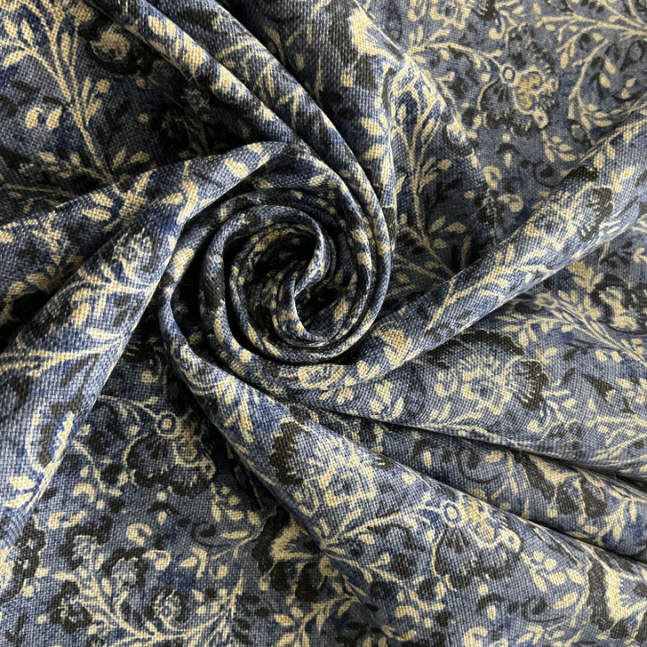 PKL Studio Filigree Duck Indigo | Medium Weight Duck Fabric | Home Decor Fabric | 54" Wide