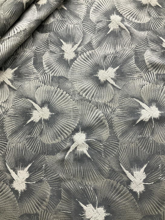 PKL Studio Fleurine Jacquard Pewter | Medium Weight Jacquard Fabric | Home Decor Fabric | 54" Wide