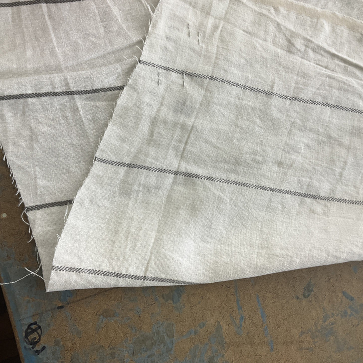 Victoria Wide Stripe Linen Smoke Grey | Lightweight Linen Fabric | Home Decor Fabric | 55" Wide
