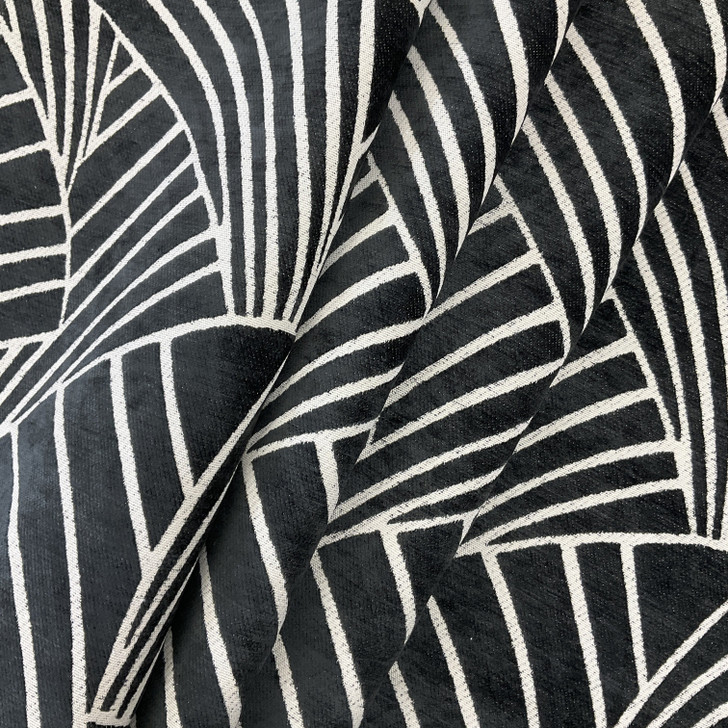 Comersan Fabrics Franklin Chenille Black | Medium/Heavyweight Chenille Fabric | Home Decor Fabric | 55" Wide