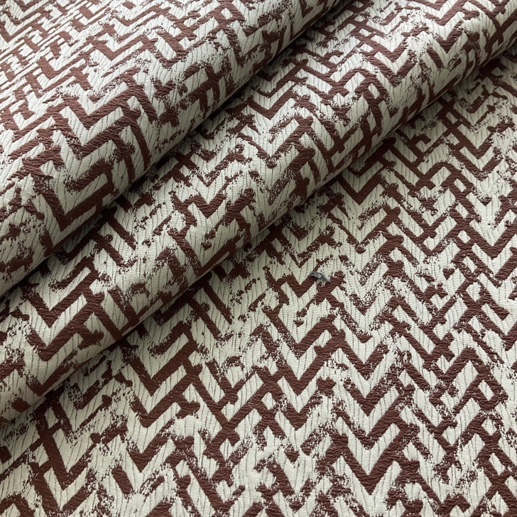 Range Broken Chevron Mudcloth Jacquard Curry | Medium/Heavyweight Jacquard Fabric | Home Decor Fabric | 54" Wide
