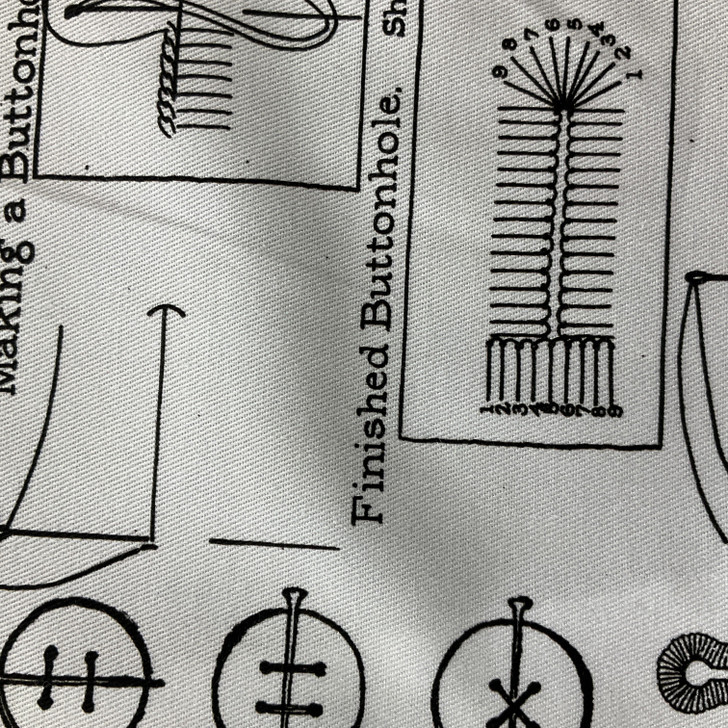 Riley Blake She Who Sew Canvas Button Notes Off White | Home Decor Fabric | 58" Wide