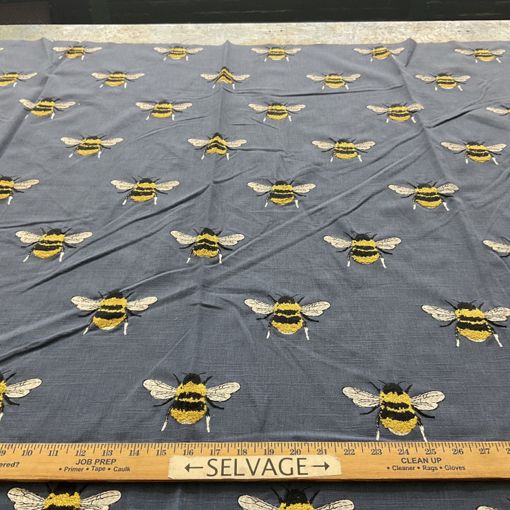 tfa Busy Bee Duck Embroidered Navy | Home Decor Fabric | 51" Wide