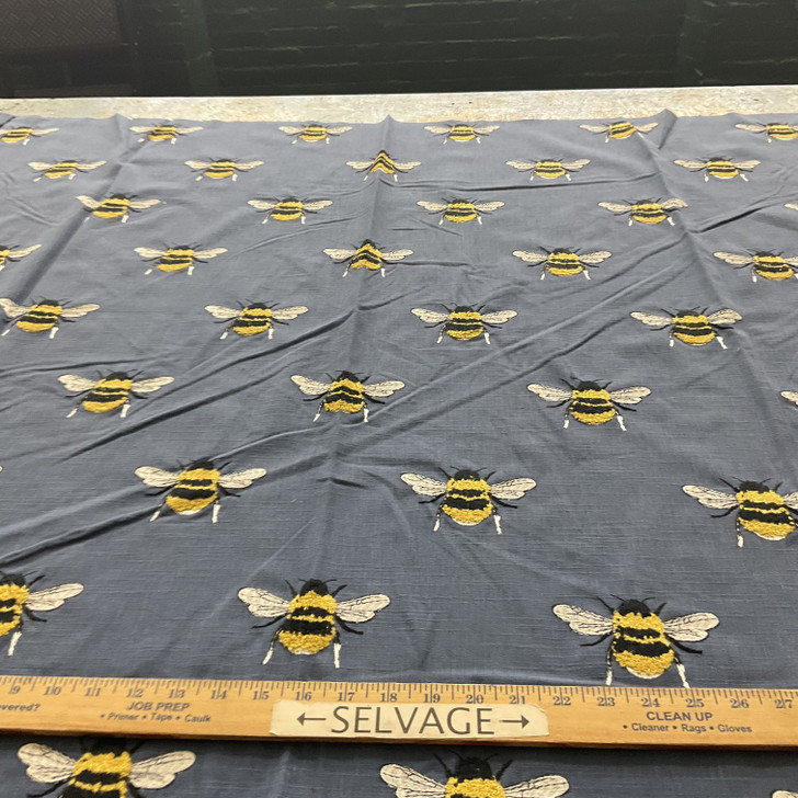 tfa Busy Bee Duck Embroidered Navy | Home Decor Fabric | 51" Wide