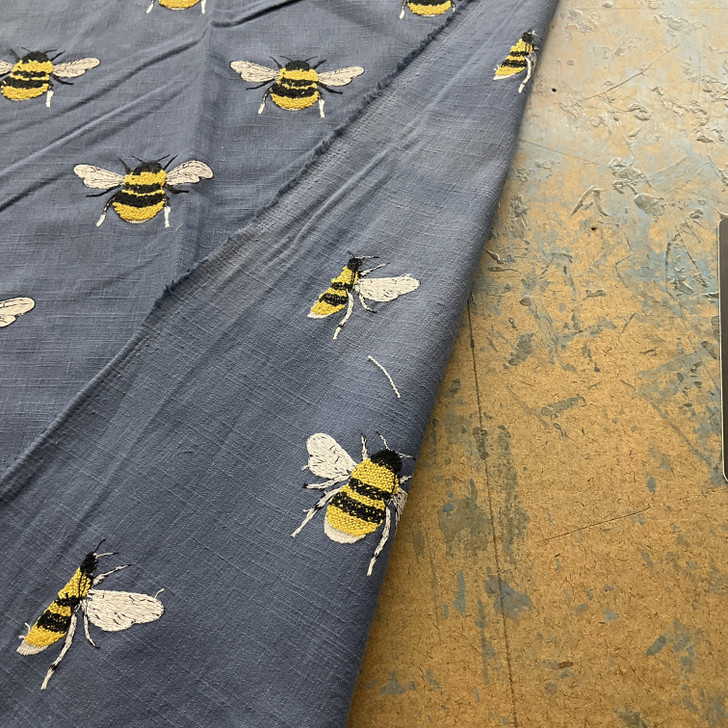 tfa Busy Bee Duck Embroidered Navy | Home Decor Fabric | 51" Wide
