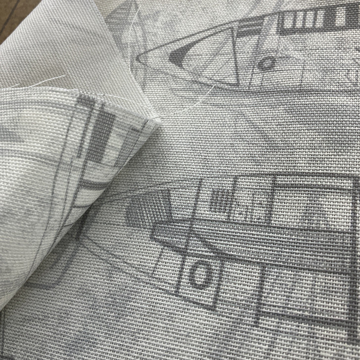 Covington Fabric and Design, Sailboat Silhouette in gray and off white