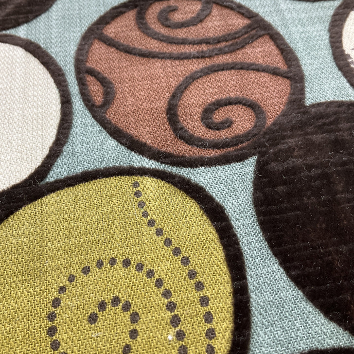 Contemporary Circles with Raised Velvet | Green / Blue / Brown | Home Decor Fabric | Medium Weight | 54" Wide | By The Yard