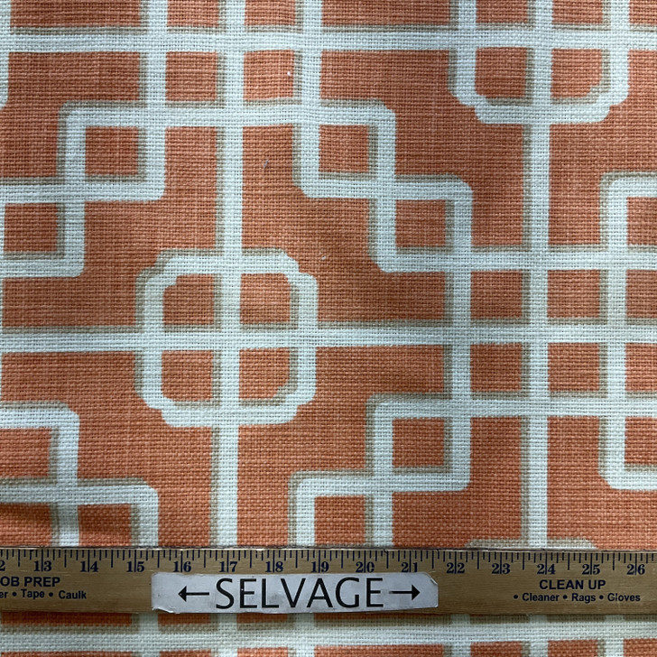 Imperial Gate in Tangerine | Home Decor Fabric | Orange / White Lattice | 54" Wide | By the Yard