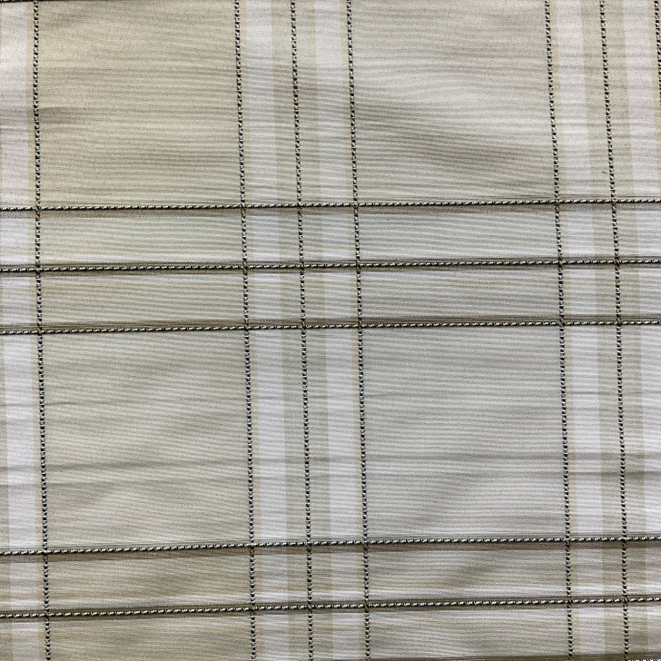 Plaid in Butterscotch | Lightweight Drapery Fabric | Light Tan / Off White / Black | 54" Wide | By the Yard