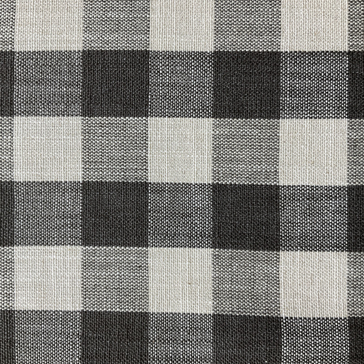 Lyra in Granite | Upholstery Fabric | Grey Off White Check Plaid | Medium Weight | 54" Wide | By The Yard