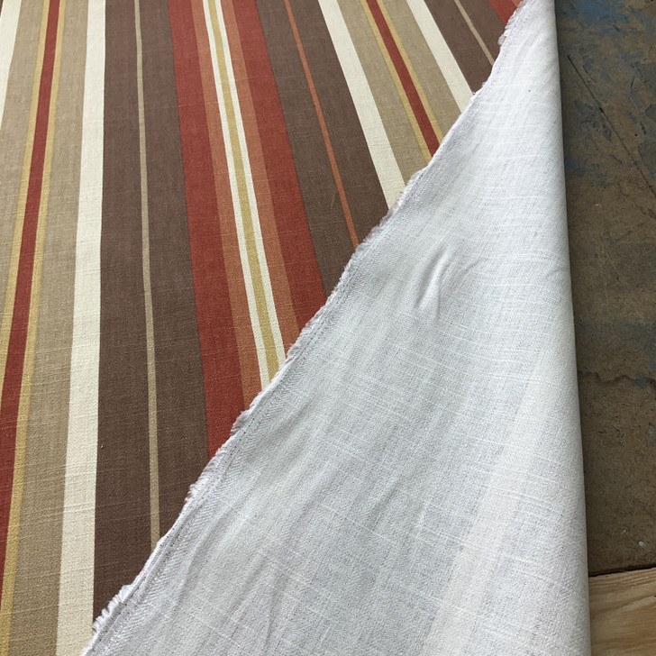 Stripes Brick Orange Brown | Home Decor Fabric | Drapery | Medium Weight | 54" Wide | By the Yard