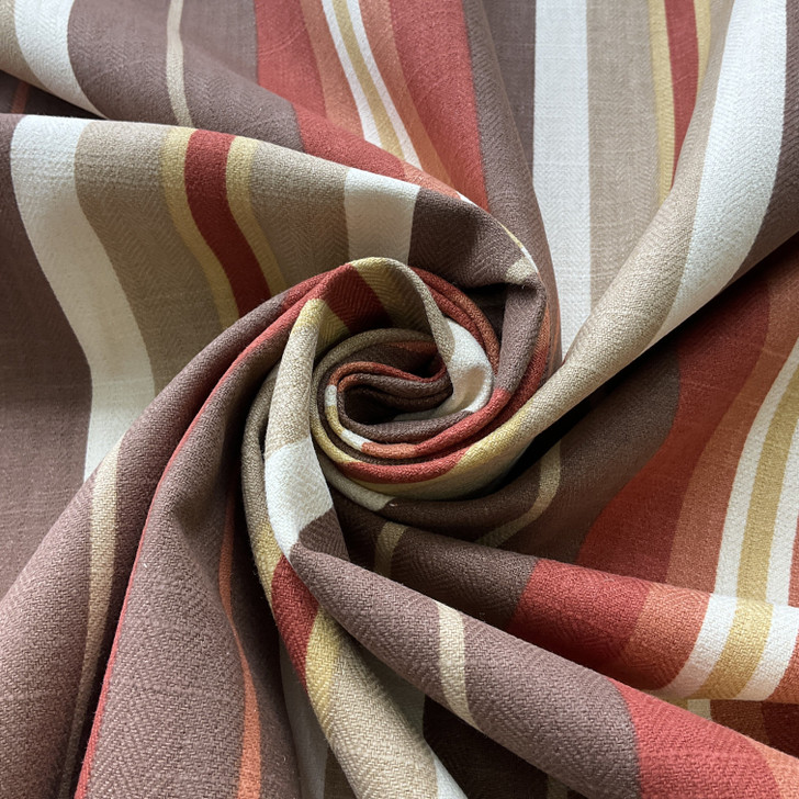 Stripes Brick Orange Brown | Home Decor Fabric | Drapery | Medium Weight | 54" Wide | By the Yard