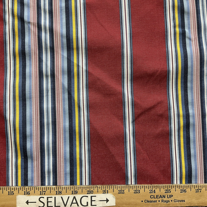 Multi-colored Stripe | Upholstery Fabric | Red Blue Yellow Stripe | Medium Weight | 54" Wide | By The Yard