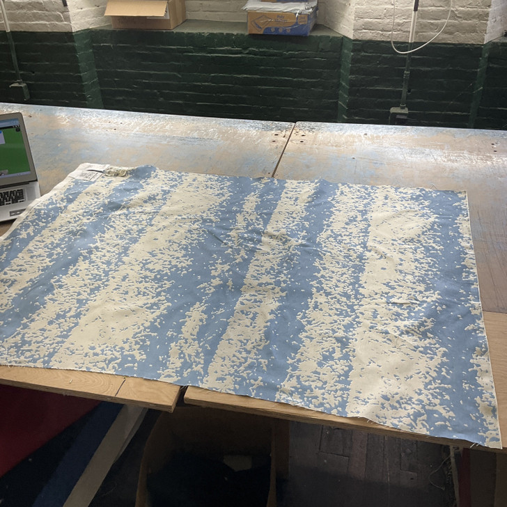 Crackle Stripe in Chambray | Home Decor Fabric |  Blue / Grey | Golding Fabrics | 54" Wide | By the Yard