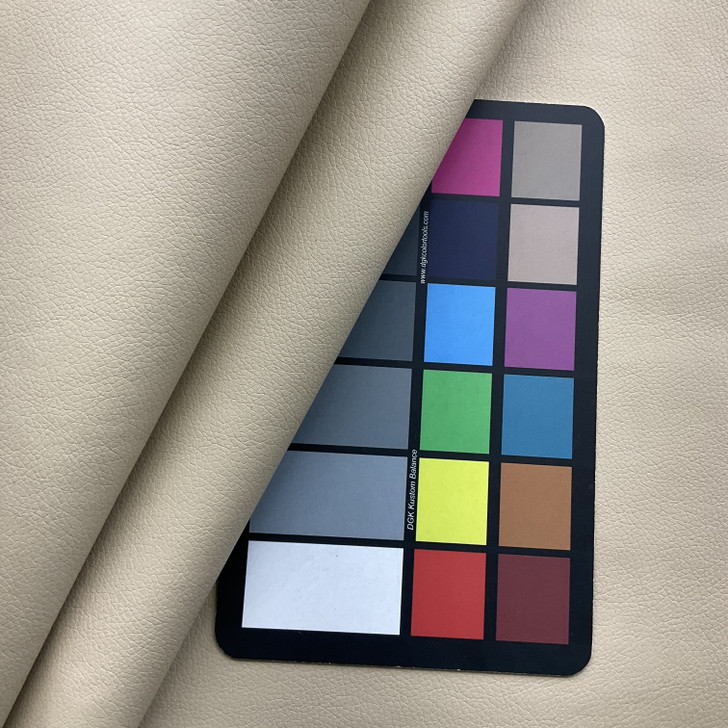 Dillon in Buff Tan | Faux Leather Vinyl Upholstery Fabric | Light Grain | Matte | Workable | 54" Wide | By the Yard