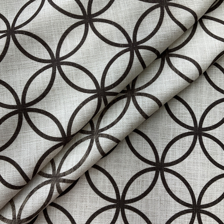 Bristol in Brown | Home Decor Fabric | Circle Geometric in Brown / Off White | Medium Weight | 54" Wide | By the Yard