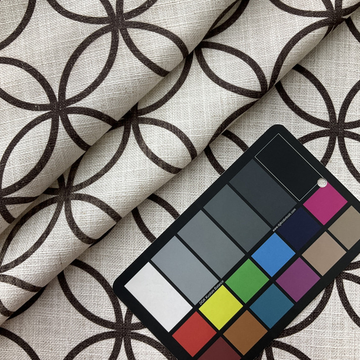 Bristol in Brown | Home Decor Fabric | Circle Geometric in Brown / Off White | Medium Weight | 54" Wide | By the Yard