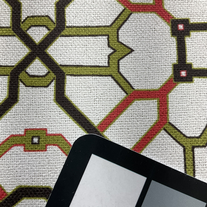 Lattice in Lime / Red / Black | Home Decor / Upholstery Fabric | 54" Wide | By the Yard