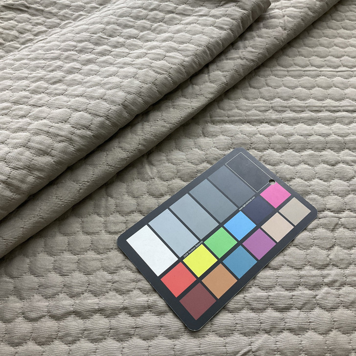 Honeycomb in Chrome | Pre Quilted Upholstery Fabric | Hexagon Geometric in Taupe | Heavyweight | 54" Wide | By the Yard
