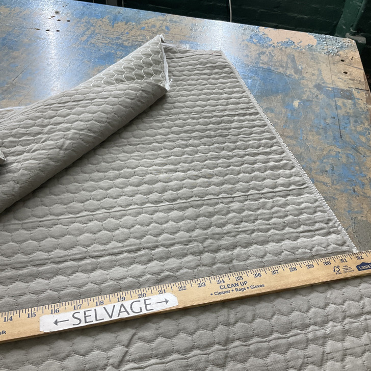 Honeycomb in Chrome | Pre Quilted Upholstery Fabric | Hexagon Geometric in Taupe | Heavyweight | 54" Wide | By the Yard