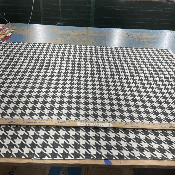Watson in Tuxedo | Printed Home Decor Fabric | Houndstooth in Black and Off White |  Linen Like | Medium Weight | 54" Wide | By the Yard