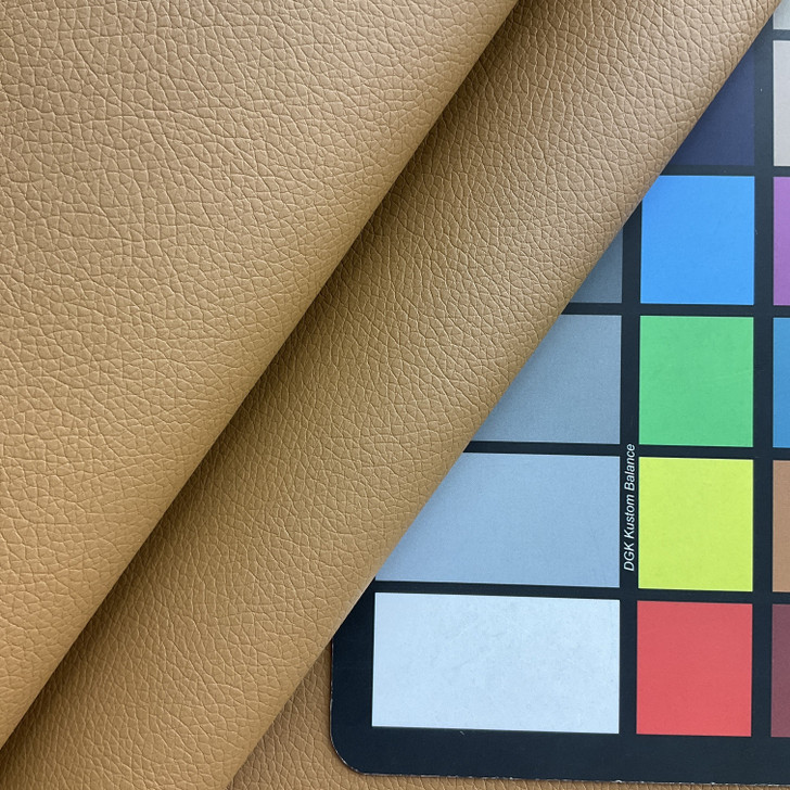 Medium Brown Faux Leather | Vinyl Upholstery Fabric | Medium Pebbled Grain | Thin and Workable | 54" Wide | By the Yard