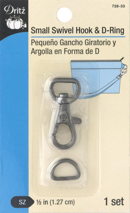 1/2" Small Swivel Hook & D-Ring Gunmetal | Bag / Strap Hardware | Dritz