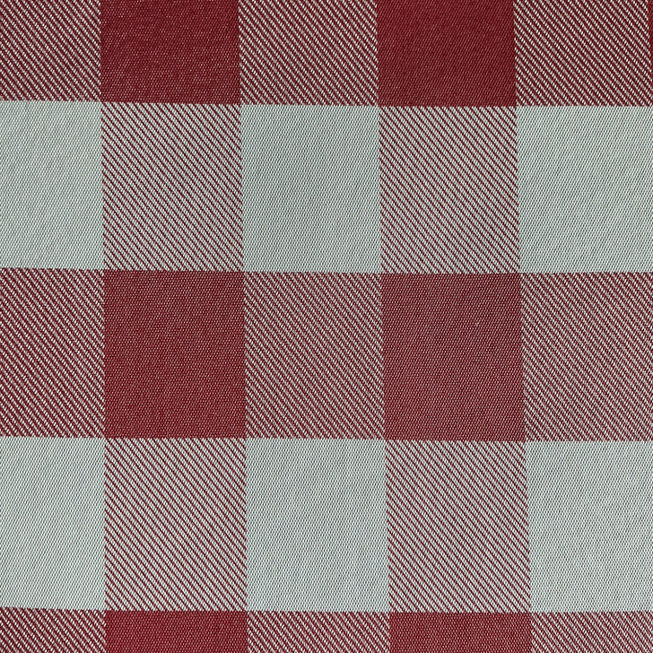 Check Plaid in Red and White | Tabletop Vinyl Fabric | Felt-backed Tablecloth Vinyl | 54" Wide | By the Yard