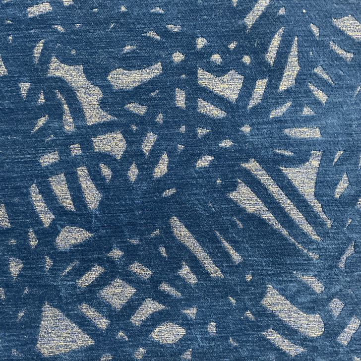 Abstract Design in Cobalt Blue | Velvet Upholstery Fabric | Heavy Weight | 54" Wide | By the Yard
