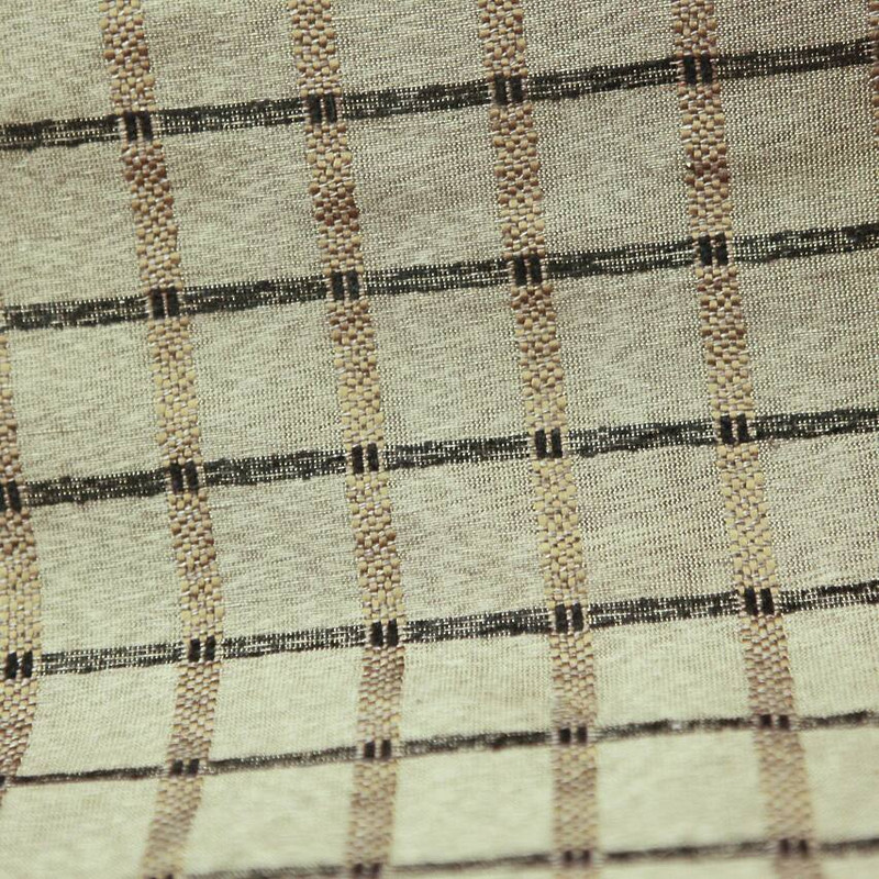 Brown Black Tan Tattersall Plaid Upholstery Drapery Fabric By The Yard 54"W