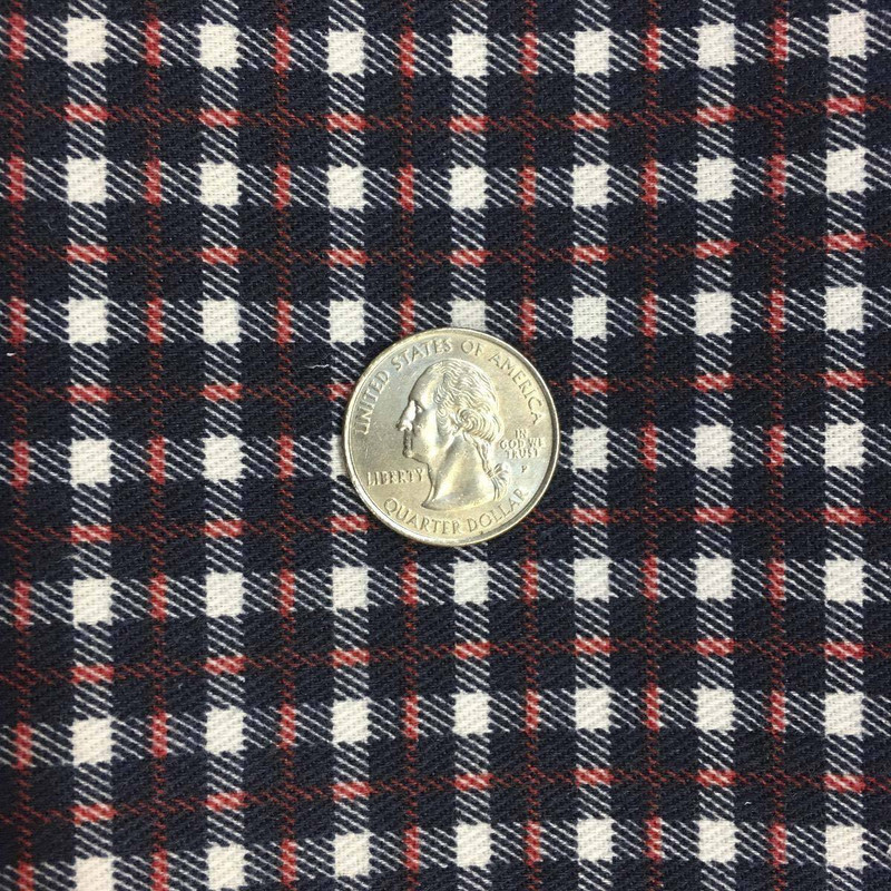 Cotton Flannel Twill Red / White / Blue  Plaid - Shirt Weight