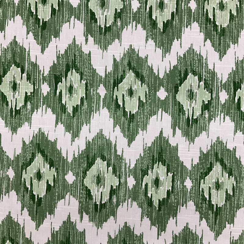 Duralee Fabric In Green 20991-2 | Ethnic Flame Stitch/Kilim Green Cotton Fabric