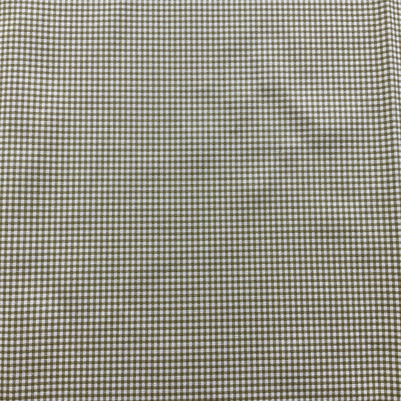 Gingham Fabric By The Yard Green on Natural Drapery / Light Upholstery Fabric