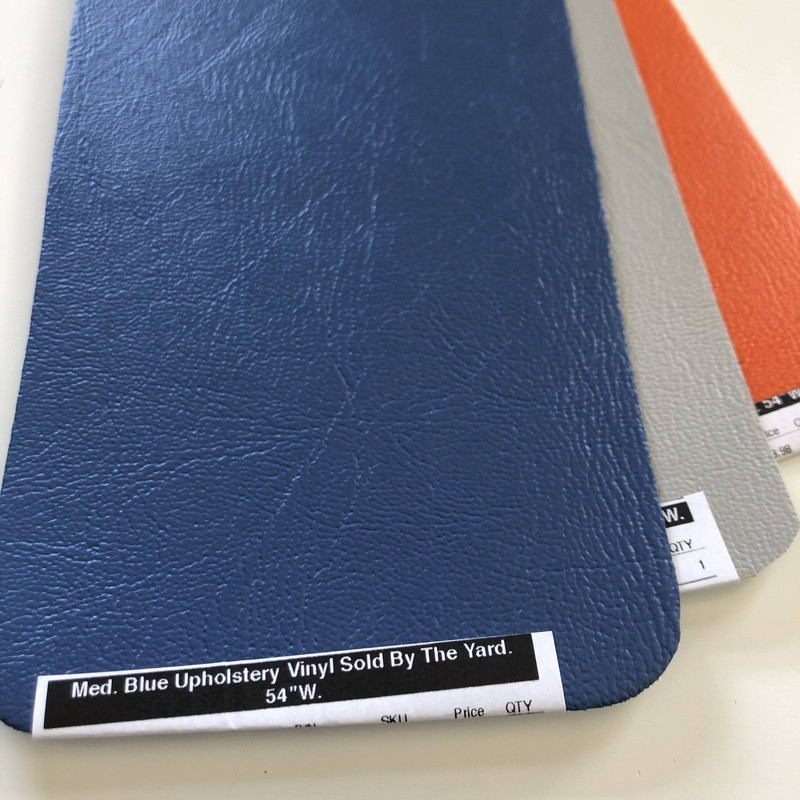 Med. Blue Upholstery Vinyl Fabric Sold By The Yard.   54"W.