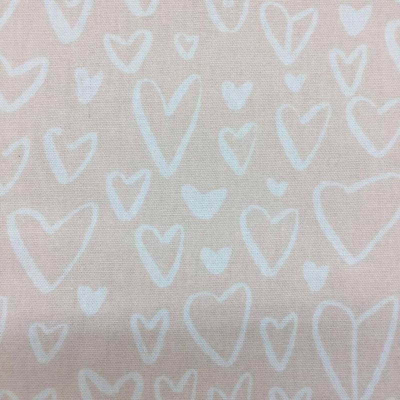 Loving Hearts in Pink Fabric | Drapery Weight | Upholstery | BTY | 54"W