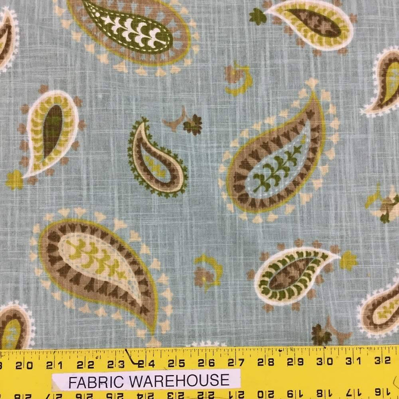 Paisley in Teal Upholstery / Drapery Fabric | 54"W | By the Yard | Linen-like