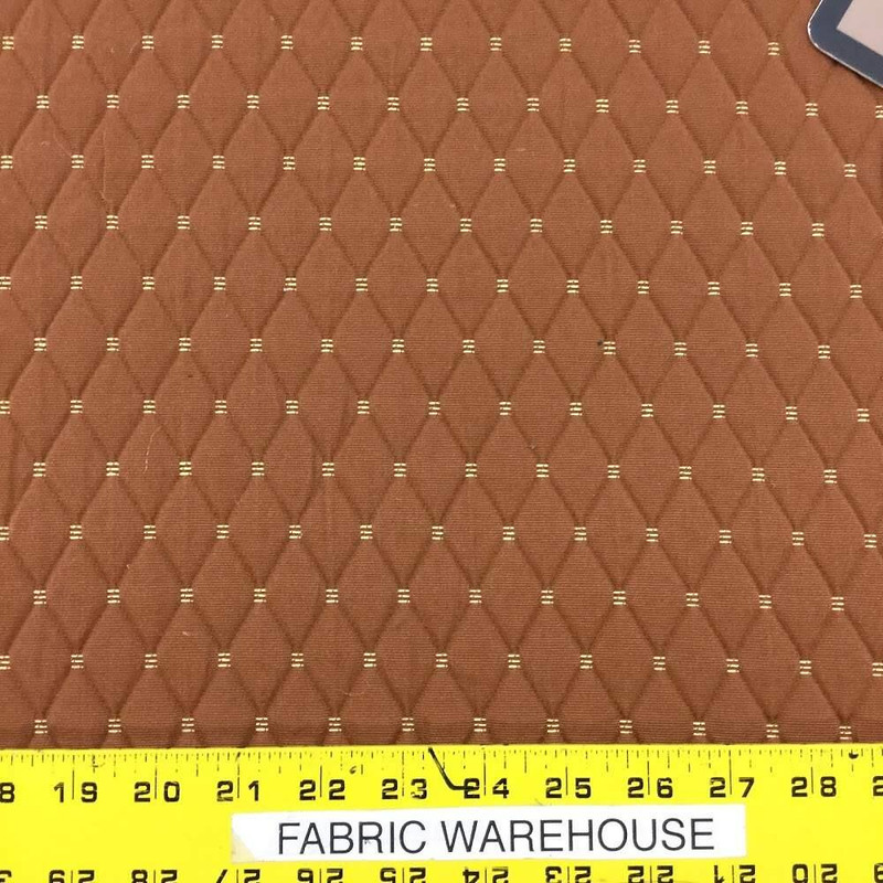 Brown with Traditional Stitched Diamonds Upholstery Fabric | 54" | By the Yard